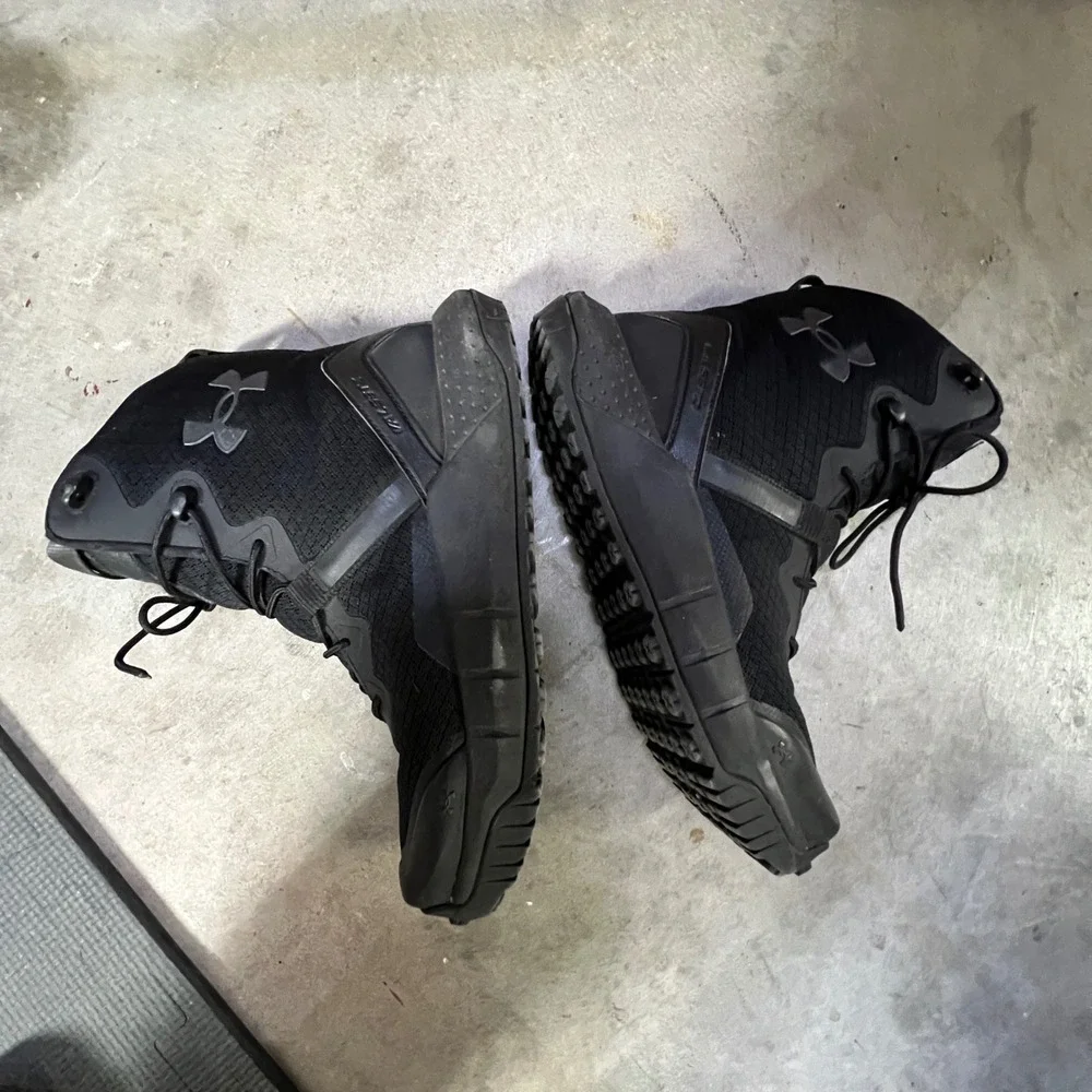Under Armour Micro G Valsetz Tactical Boots Mens 7.5 Black Mid Top Zip